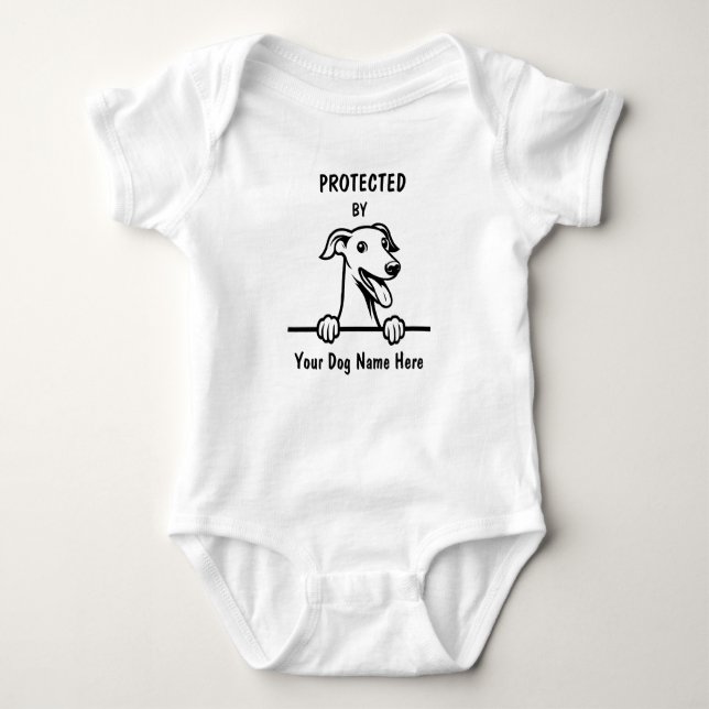 Body Protégé par Greyhound Dog, Custom Dog Name (Devant)