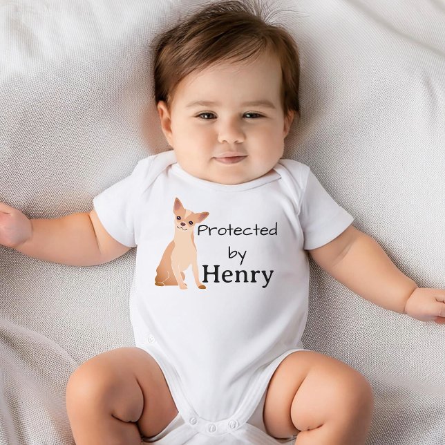 Body Protégé Par Henry (Nom) Chihuahua (Protected By Henry (Name) Chihuahua Baby Bodysuit)