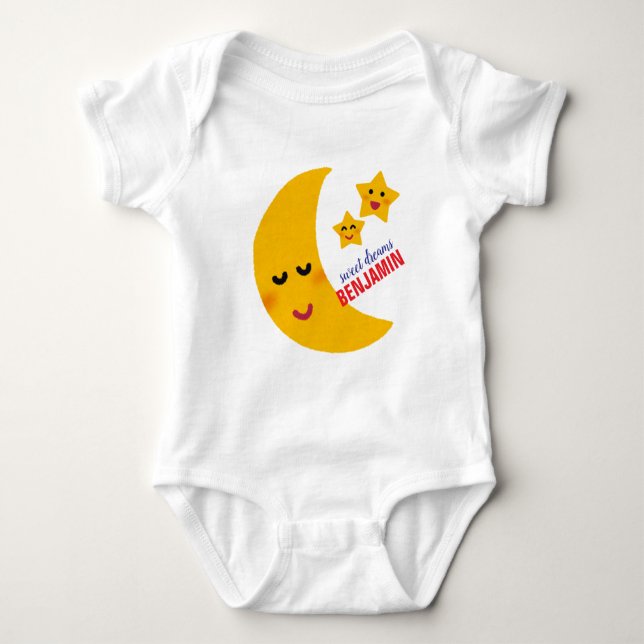 Body Pyjama pour bébé garçon avec nom, graphique de lun (Devant)
