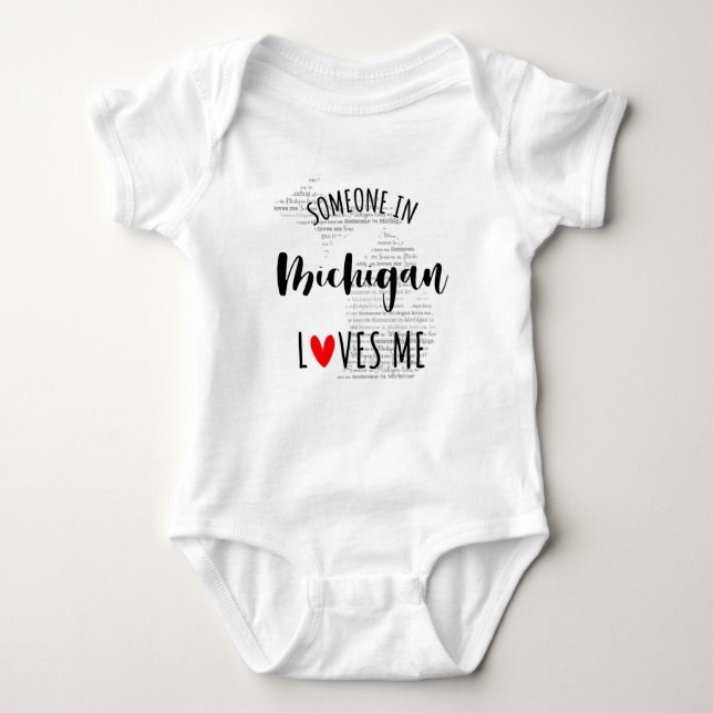 Body Quelqu'Un Au Michigan M'Aime Carte Bébé Bodysuit (Devant)