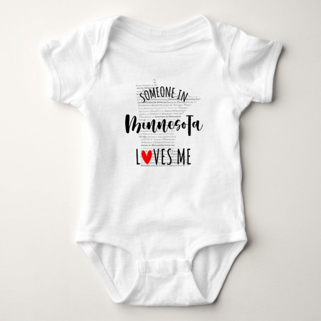 Body Quelqu'Un Au Minnesota M'Aime Carte Bébé Bodysuit (Devant)