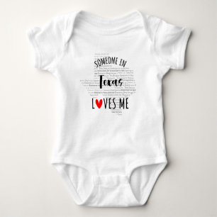 Body Quelqu'Un Au Texas M'Aime Carte Bébé Bodysuit