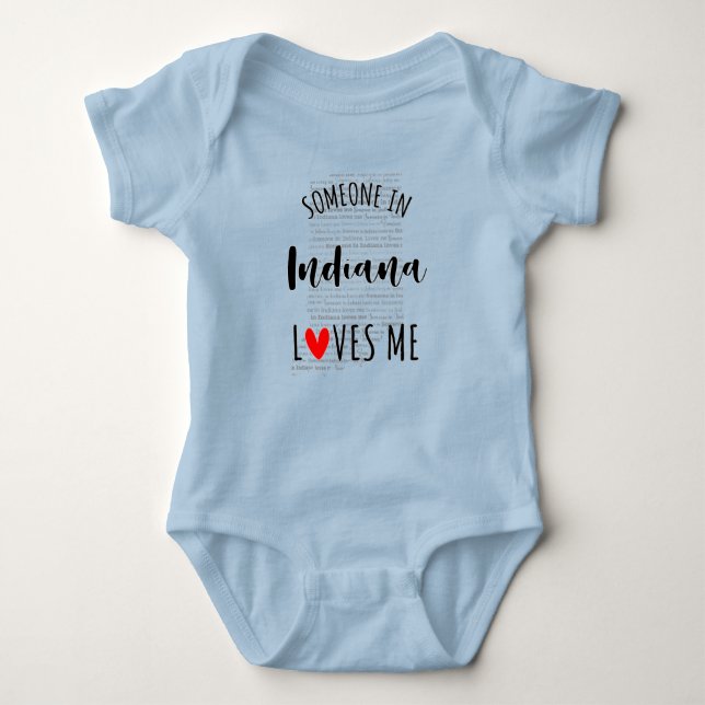 Body Quelqu'Un En Indiana M'Aime Carte Bodysuit Bébé (Devant)