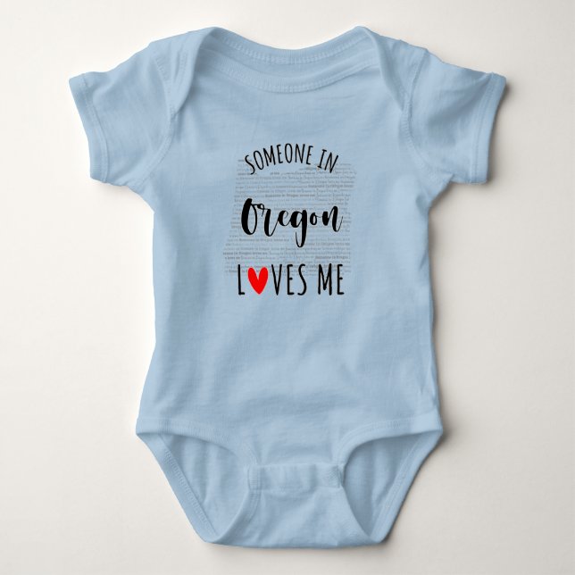 Body Quelqu'Un En Oregon M'Aime Carte Bébé Bodysuit (Devant)
