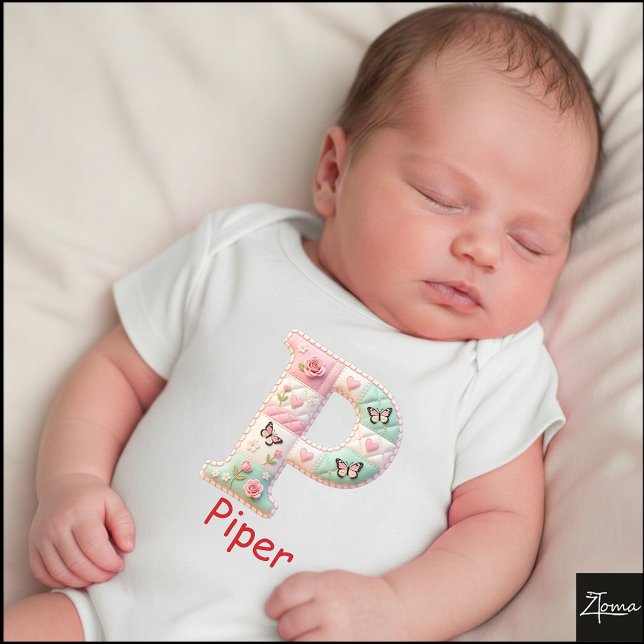 Body Quilted Patchwork Initial Letter P Nursery (This is a sample design. There are several models to choose from, with the name and color changed.)