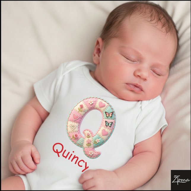 Body Quilted Patchwork Initial Letter Q Nursery (This is a sample design. There are several models to choose from, with the name and color changed.)