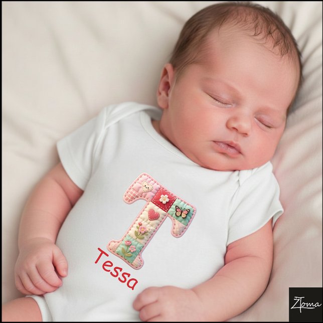 Body Quilted Patchwork Initial Letter T Nursery (This is a sample design. There are several models to choose from, with the name and color changed.)