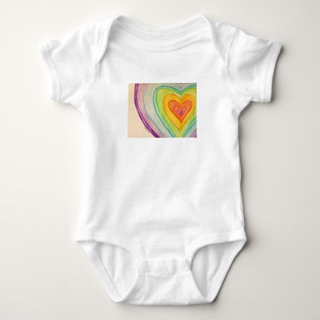 Body Rainbow Friendship Hearts Love Custom Art Bodysuit (Devant)