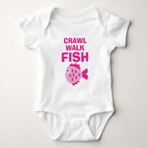 Body Ramper Crawl Walk Fish drôle de pêche bébé fille b