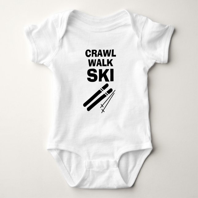 Body Ramper Marcher Skier bodysuit bébé drôle de ski (Devant)