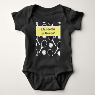 Body Raquette de tennis et bille encre noire sur noir 
