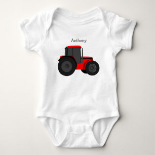 Body Red Tractor Custom Baby Bodysuit