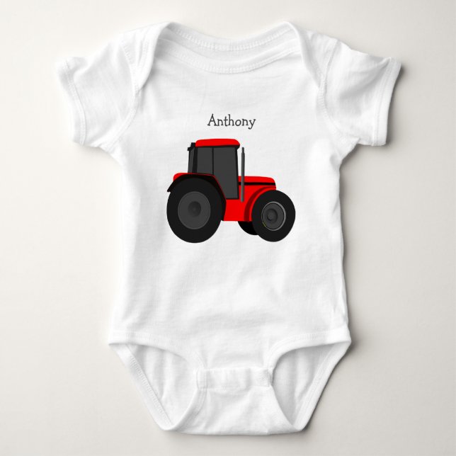 Body Red Tractor Custom Baby Bodysuit (Devant)