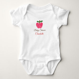 Body Red Watercolor pomme baby shower ajouter nom titre