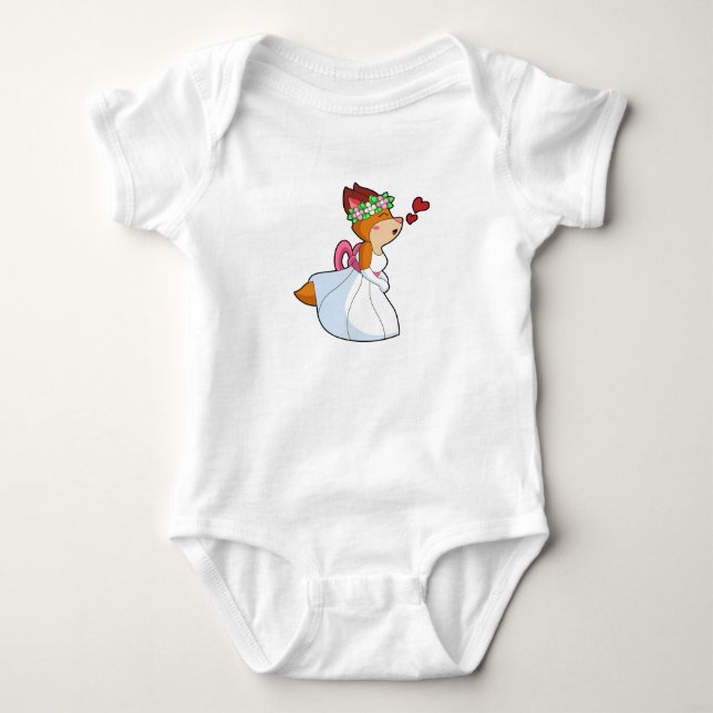 Body Renard comme mariée avec robe de mariée et couronn (Devant)