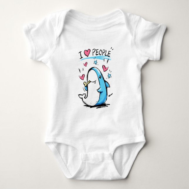 Body Requin aime les gens Funny Doodle Cartoon (Devant)
