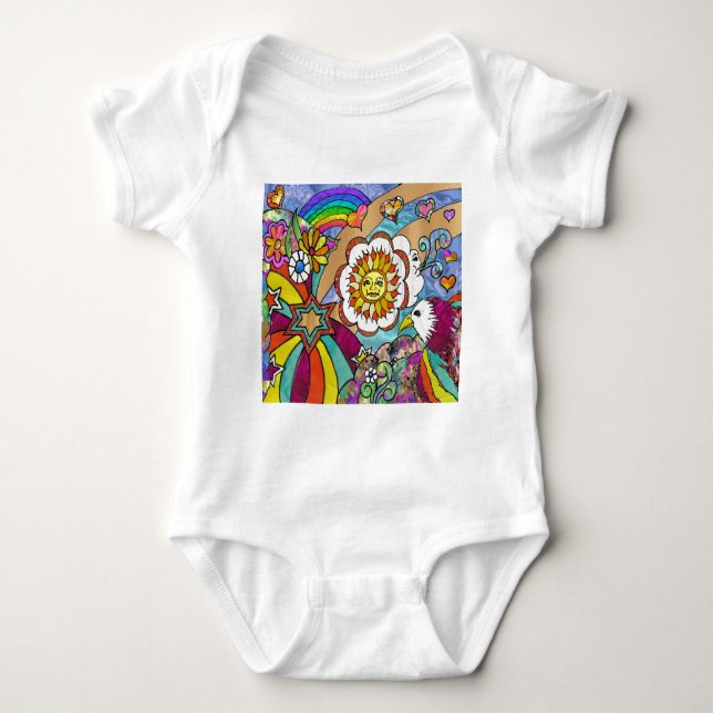 Body Retro 60s Psychedelic Sunshine Aigle Cadeaux (Devant)
