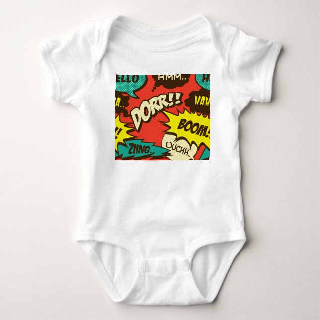 Body Retro Comic Shout : Motif sans couture. (Devant)