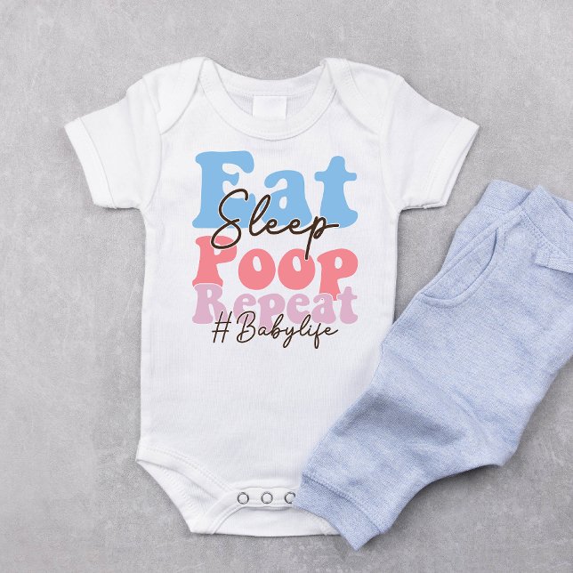 Body Retro Mangez Sleep Poop Répétez Le Bodysuit Bébé (Créateur téléchargé)