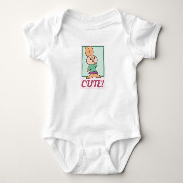 Body Retro Orange, Vert et Rose lapin lapin mou (Devant)