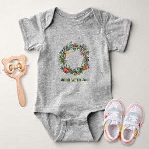 Body Retro Vintage Christmas Wreath Nom de famille Pers