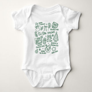 Body Retro Whimsical Festive Green Christmas Doodles