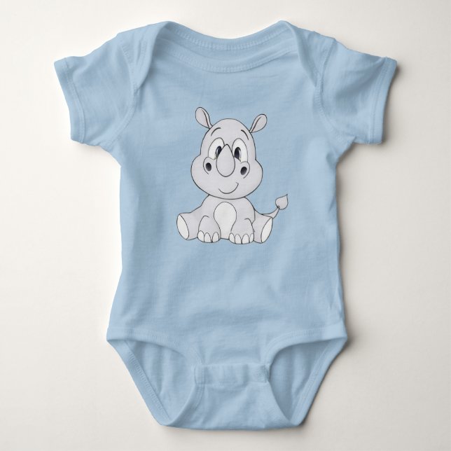 Body Rhinoceros Cartoon Graphique Bodysuit bébé (Devant)