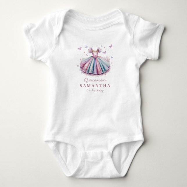 Body Robe de princesse Pastel pour 1er anniversaire (Devant)