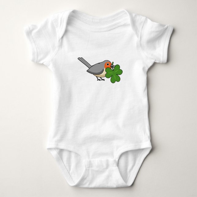 Body Robin mignon avec Shamrock en caricature (Devant)
