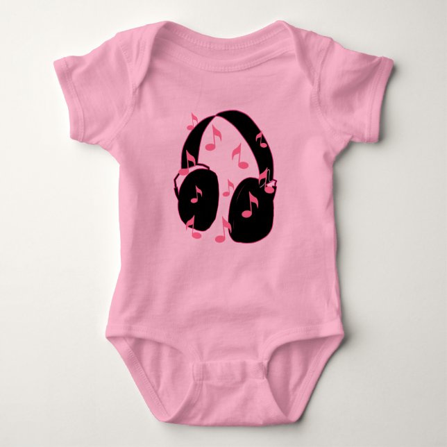 Body Roche de bébé !  Casque avec le rose de notes (Devant)