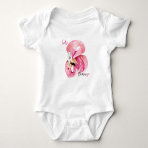 Body Rose exotique moderne Flamant rose Aquarelle