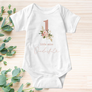 Body Rose Floral Little Miss Onederful 1er Anniversaire