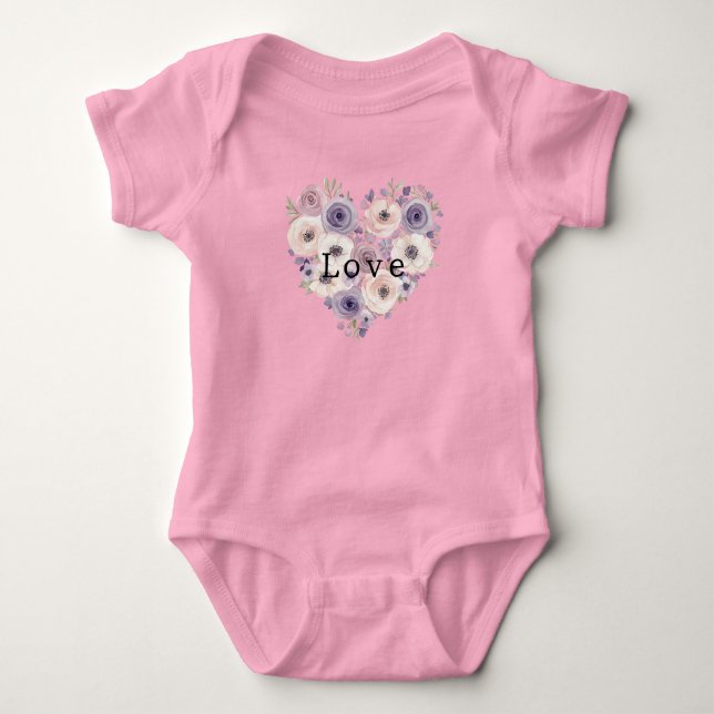 Body Rose Pâle Violet Blanc Fleur Heart (Devant)