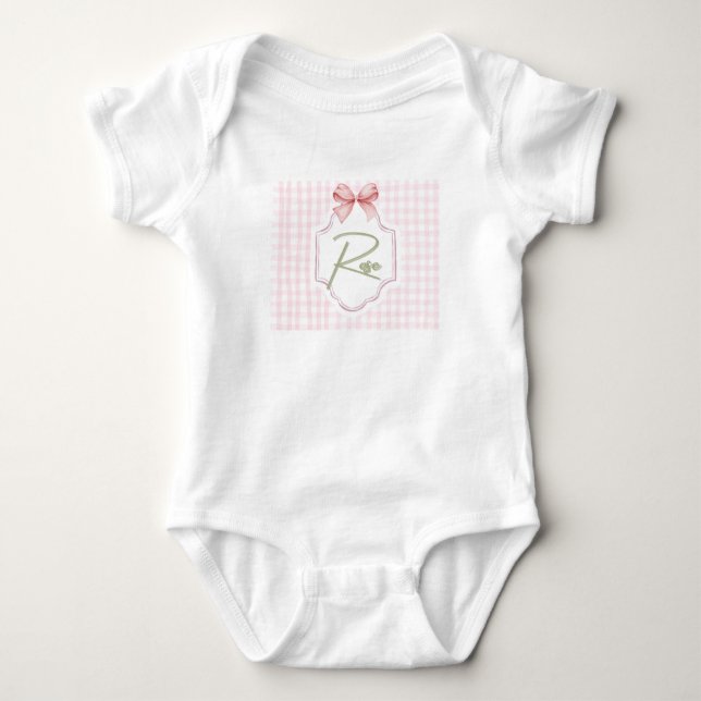 Body Rose personnalisé Baby Girl Nursery Bow&En vichy (Devant)