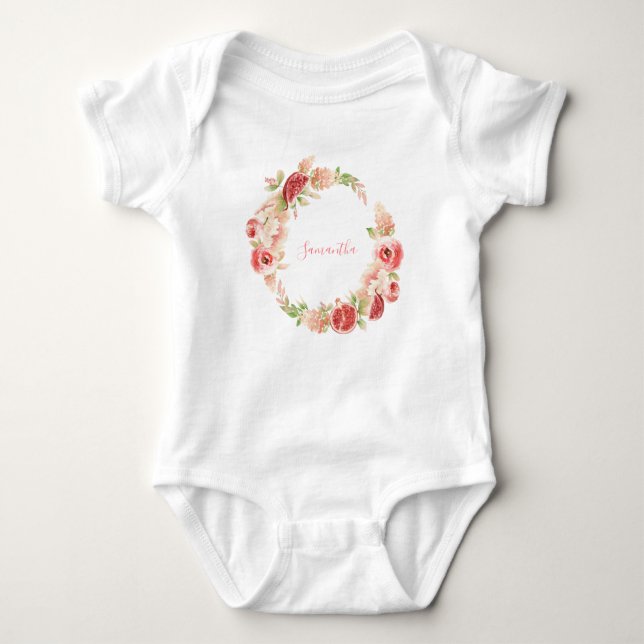 Body Rose Rose Floral Vert Fille Baby shower (Devant)