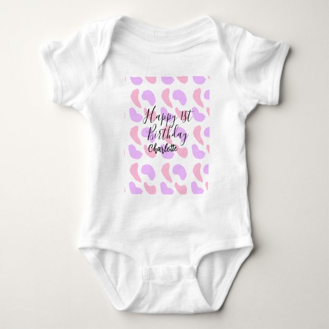 Body Rose violet abstrait formes heureux 1er anniversai (Devant)