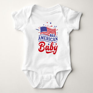 Body Rouge blanc et bleu Drapeau American Baby Bodysuit