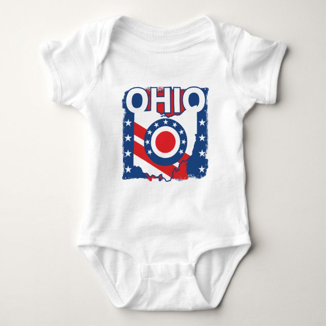 Body Rouge blanc et bleu Patriotique Grunge Ohio (Devant)