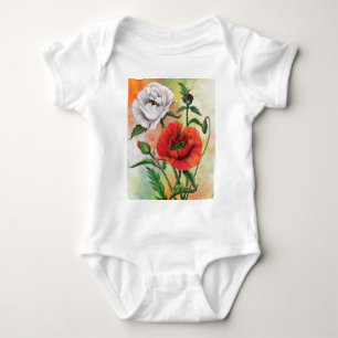 Body Rouge Blanc Poppies Baby Bodysuit
