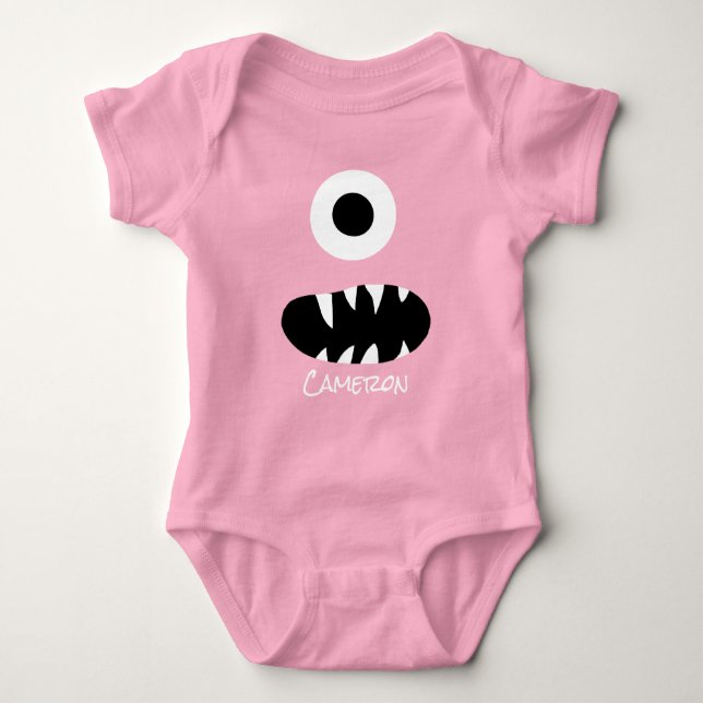 Body Rouge personnalisé idiot de bébé de visage mignon (Devant)