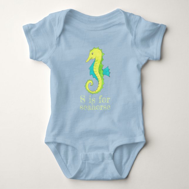 Body S est pour Seahorse Sea Horse Blue Green Beach Oce (Devant)
