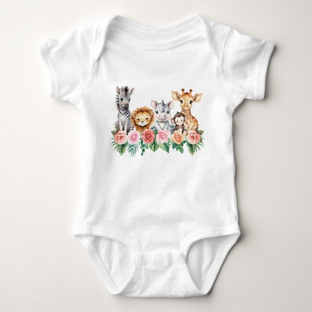 Body Safari Jungle Bébé Fille Bodysuit | Bébé Floral (Devant)