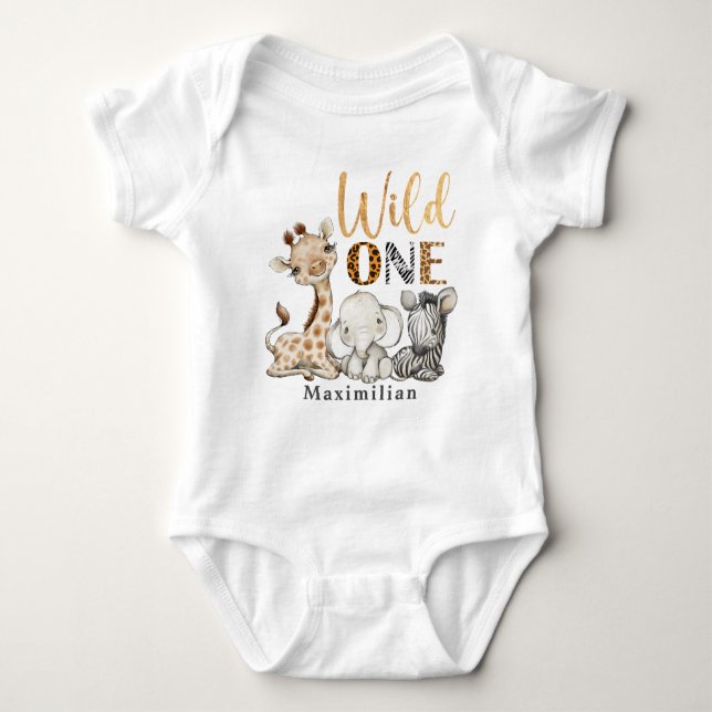 Body Safari Wild One 1st Birthday Baby Bodysuit (Devant)