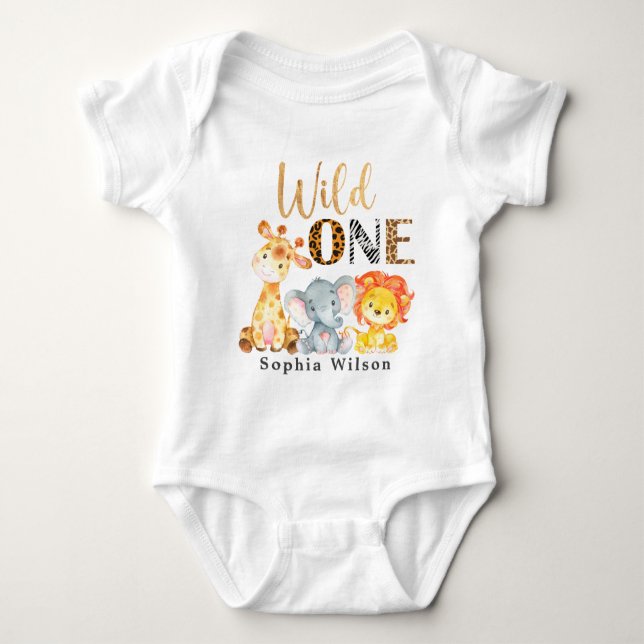 Body Safari Wild One 1st Birthday Baby Bodysuit (Devant)