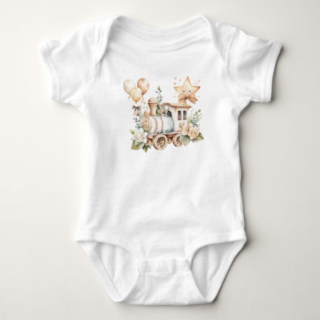 Body Sage Floral Train Boy Baby shower Cadeau (Devant)