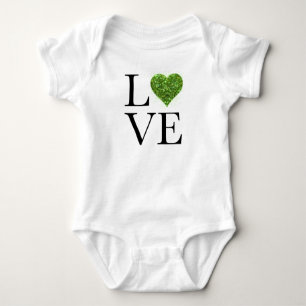 Body Saint Patrick Amour coeur étincelant vert