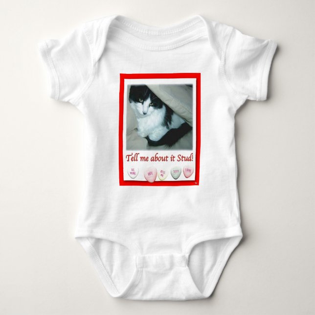 Body Saint Valentin Chat noir et blanc (Devant)