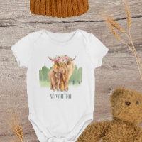 Sainte vache Highland Veau bébé Aquarelle bébé béb