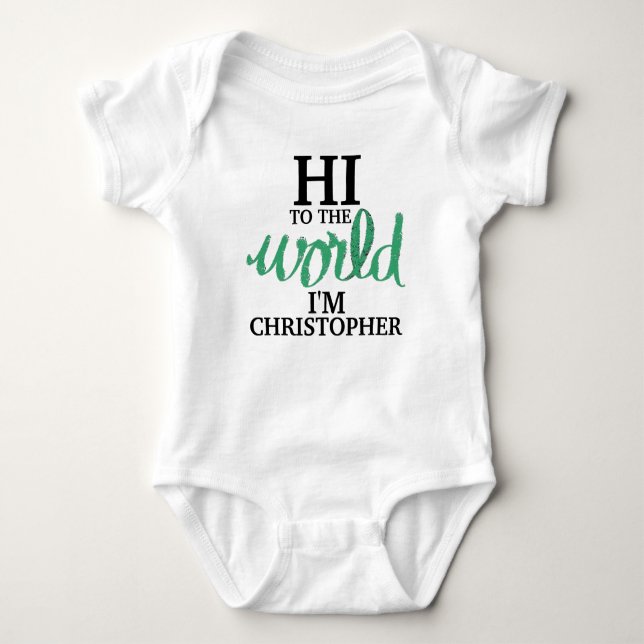 Body Salut le monde bébé NAME en vert  (Devant)