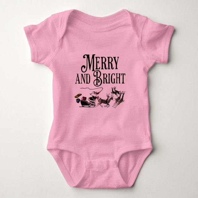 Body Santa and Reindeer Merry and Bright Baby Bodysuit/ (Devant)